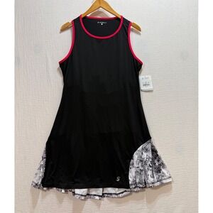 Sofibella Tennis Dress Women's Size XL Black Pink Trim Sleeveless Athletic